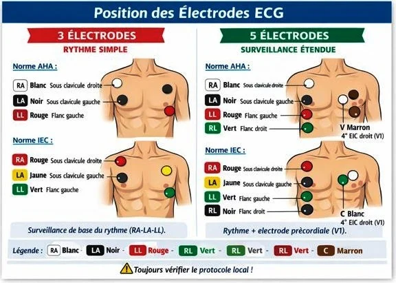 Monitoring position des électrodes du scope et couleurs Monitoring position des électrodes du scope et couleurs