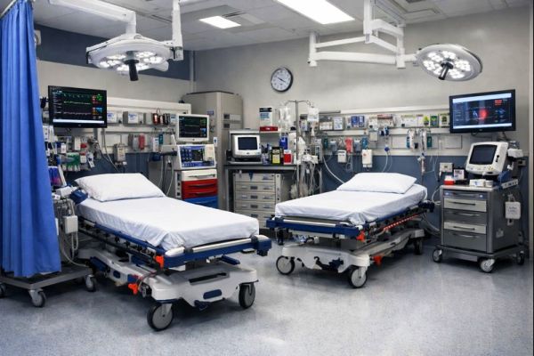 Salle de déchocage ou resuscitation room, urgences médicales