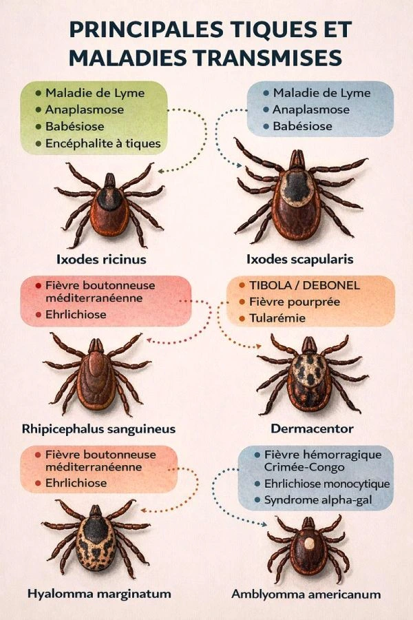 tiques, maladie de Lyme, Rickettsioses