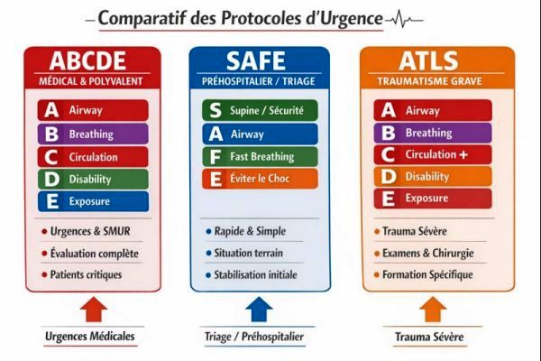 Comparaison ABCDE, ATLS et SAFE en médecine d'urgence